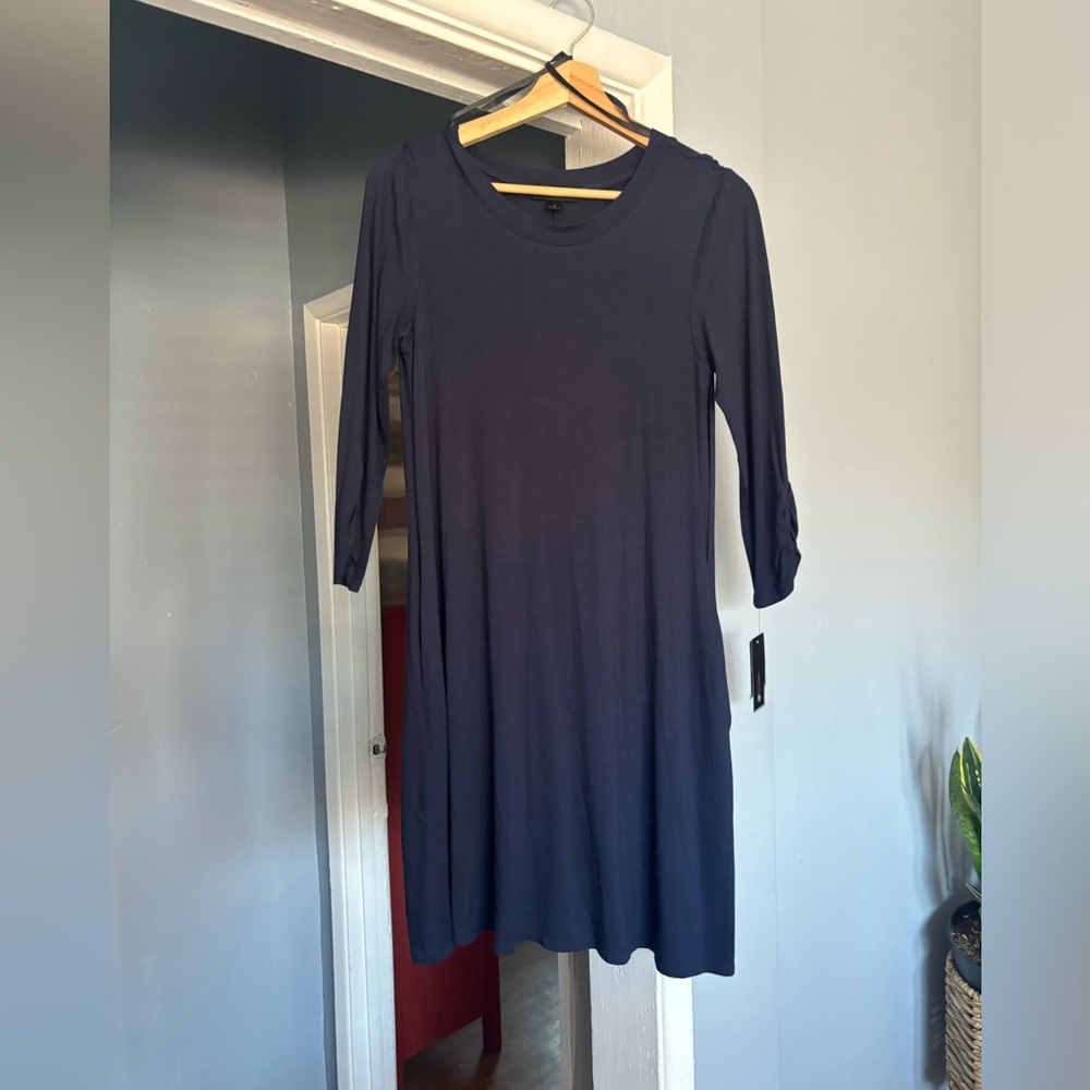 AB Studio Dark Blue Long Sleeve Dress